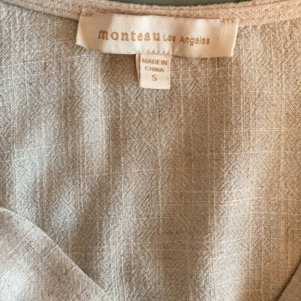 Monteau Cream V-Neck Smocked Waist Midi Dress - Picture 8 of 9